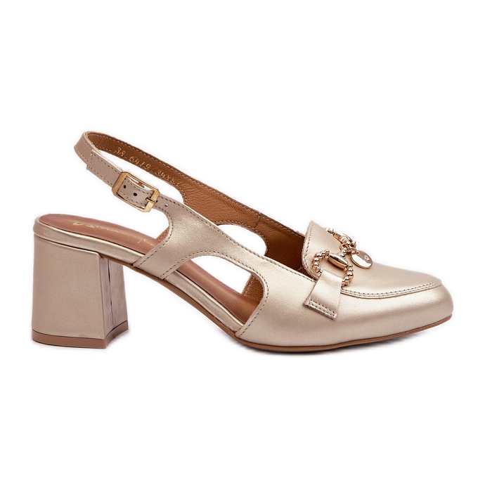 Nahkasandaalit korkeakorkoisella Maciejka 06419-25 kultaa kultainen