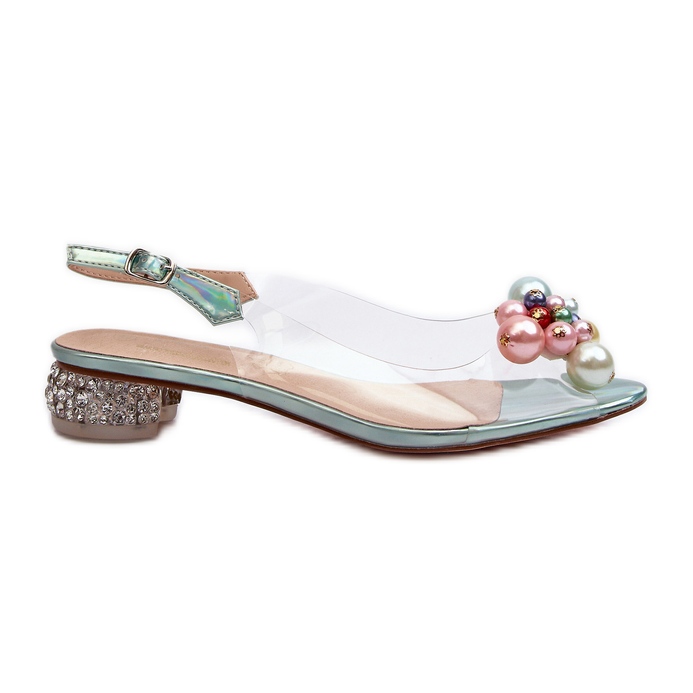 S.Barski Läpinäkyvät matalakorkoiset sandaalit koristeellisella vihreällä D&amp;A MR38-368