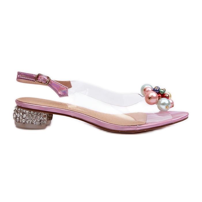 S.Barski Läpinäkyvät matalakorkoiset sandaalit koristeellisella vaaleanpunaisella D&amp;A MR38-368 vaaleanpunainen