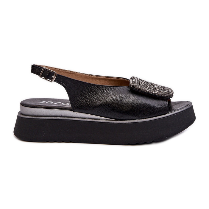 Zazoo 1786 naisten nahkasandaalit, koristelu, musta