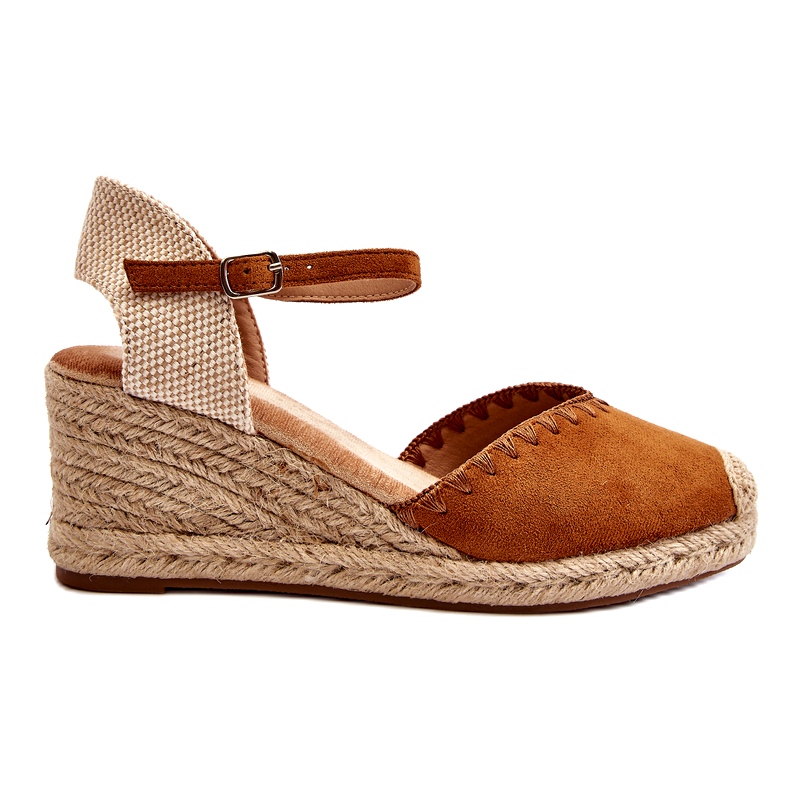 Joia Suede Espadrille Wedge Sandaalit Camel Braidilla ruskea