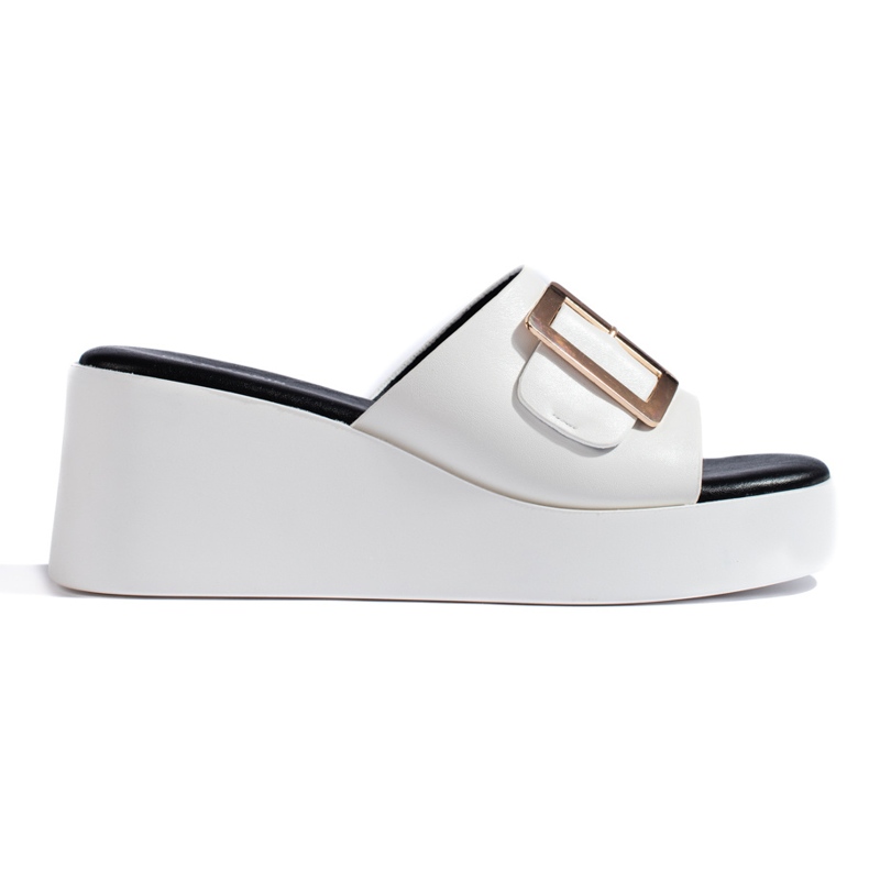 Naisten valkoiset kiila sandaalit valkoinen