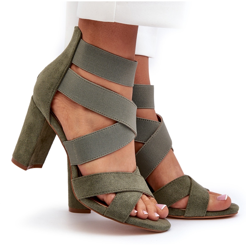 Naisten korkokengät olkaimet, vihreä Obissa