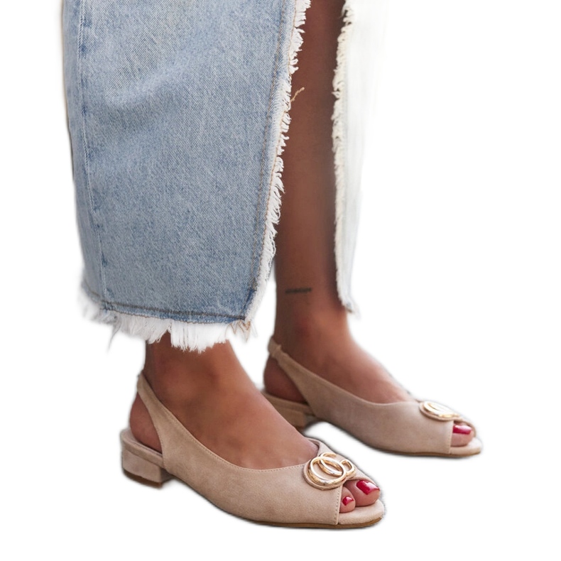 Wardan nahkaiset sisäpohjalliset sandaalit beige