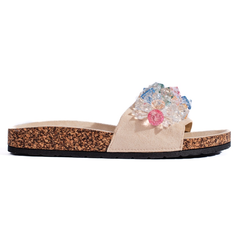 Naisten beigenväriset mokkanahkaiset tossut