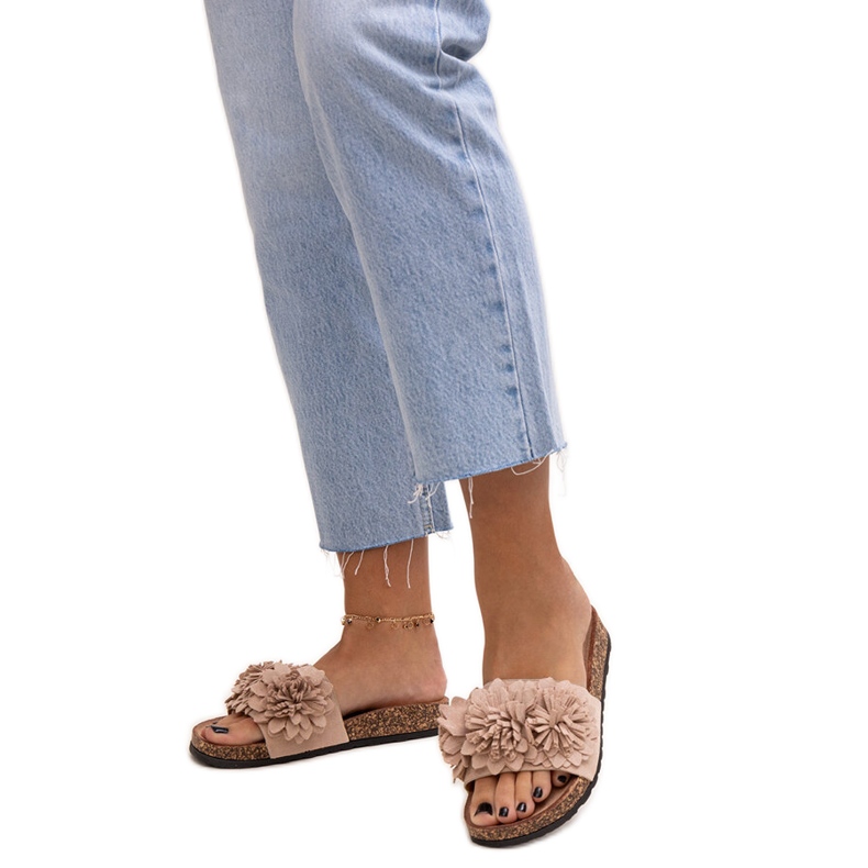 Almidan varvastossut kukilla korkkipohjassa beige