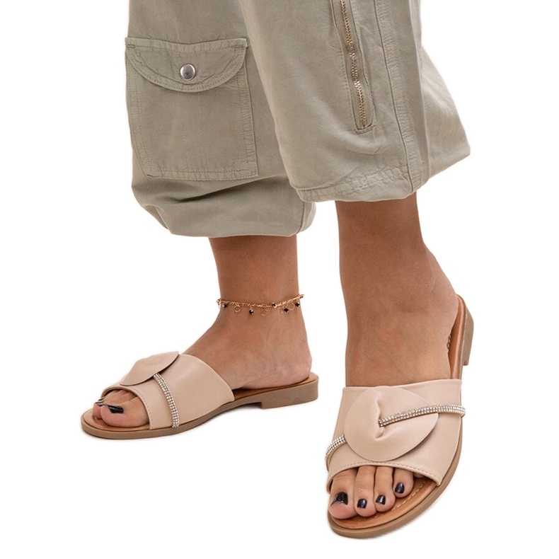 Amari-zirkoneilla koristeltu olkahihna beige