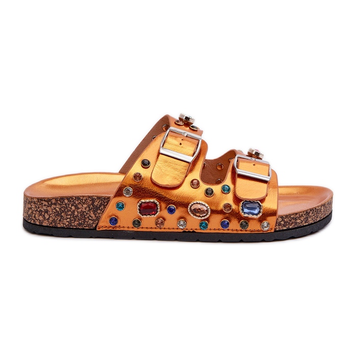 Koristetut naisten varvastossut soljella S.Barski MY121 oranssi kultainen