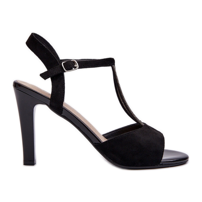 Naisten sandaalit korkokengillä koristeellisilla olkaimet Sergio Leone SK924 musta
