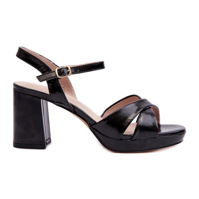 Naisten korkeakorkoiset sandaalit Eco Leather Black Jatine musta