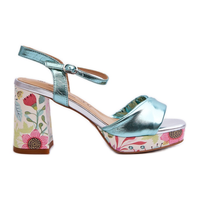 S.Barski Naisten korkeakorkoiset kukkasandaalit D&amp;A CR980 Sininen