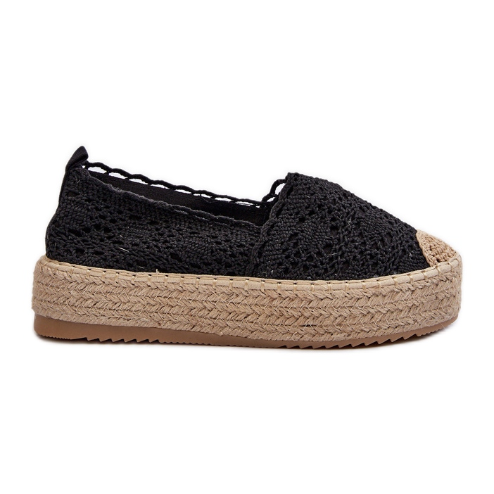 Naisten pitsiset espadrillit alustalla Black Elarose musta