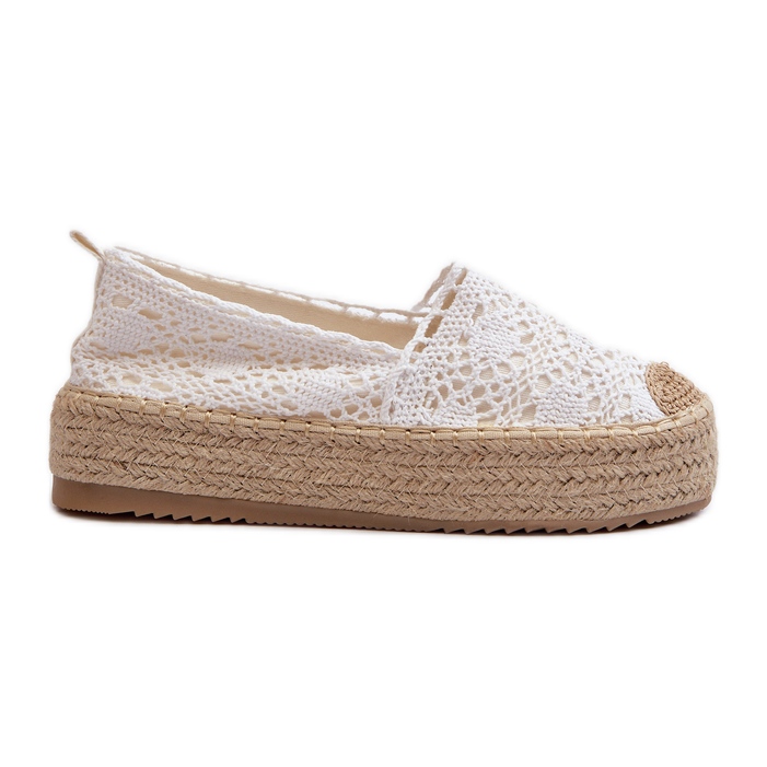 Naisten pitsiset espadrillit alustalla White Elarose valkoinen