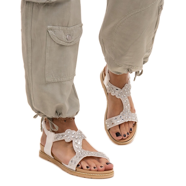 Shahidin kiiltävän valkoiset sandaalit valkoinen