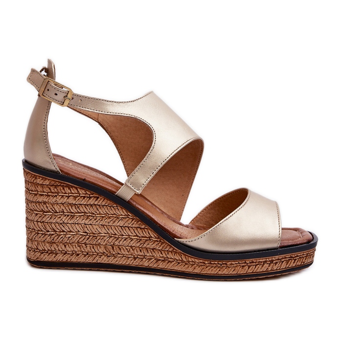 Naisten nahkaiset kiila sandaalit Maciejka 06657-25 kultaa kultainen