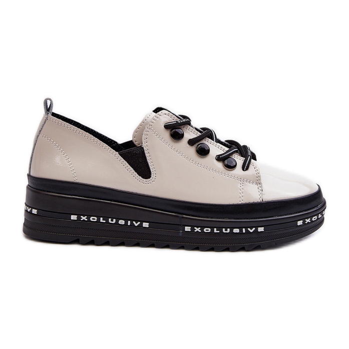 Naisten nauhakengät alustalla Natural Leather S.Barski LR620 beige