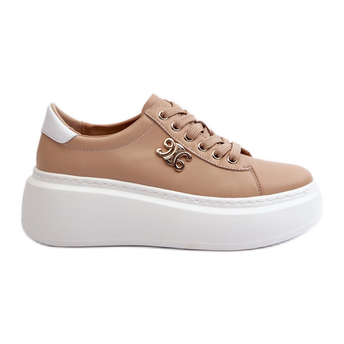 Naisten nahkalenkkarit Platform Brown Pernalialla ruskea