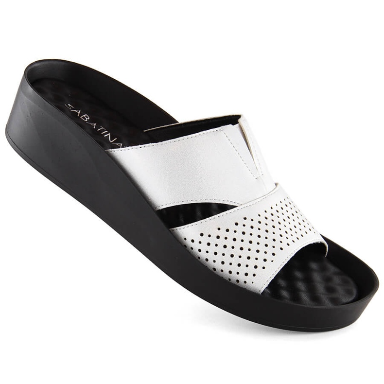 Naisten hopeiset varvastossut kuminauhalla, kiiltävä hopea, Sabatina 2318-4