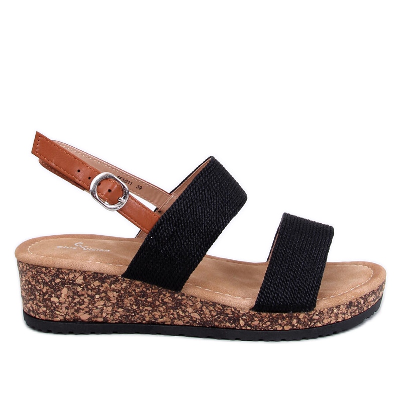 Wadoux Black korkkikiila sandaalit musta