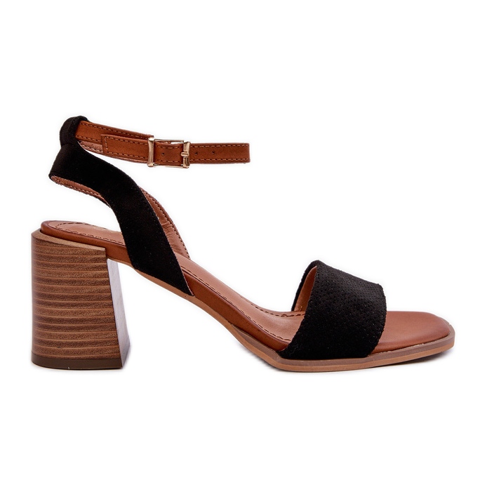 Naisten korkeakorkoiset sandaalit, jotka on valmistettu Eco Suede Black Ronviasta musta