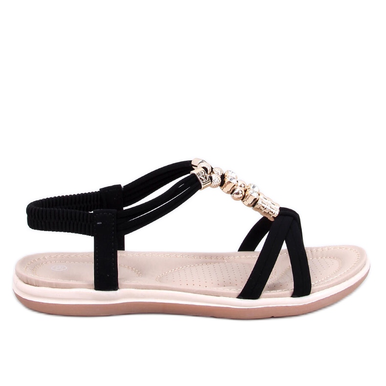 Haezz Mustat sandaalit koristeellisilla zirkoneilla