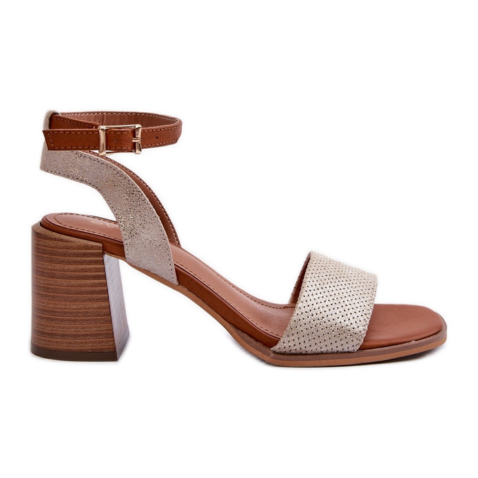 Naisten korkeakorkoiset sandaalit, jotka on valmistettu Eco Suede -kudotusta Ronviasta kultainen