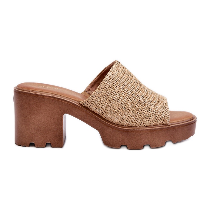 Beige Titantha naisten varvastossut punotuilla korkokengillä