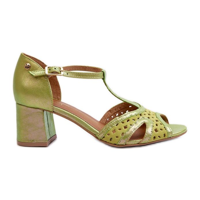 Naisten korkeakorkoiset nahkasandaalit Maciejka 06551-09 Lime vihreä