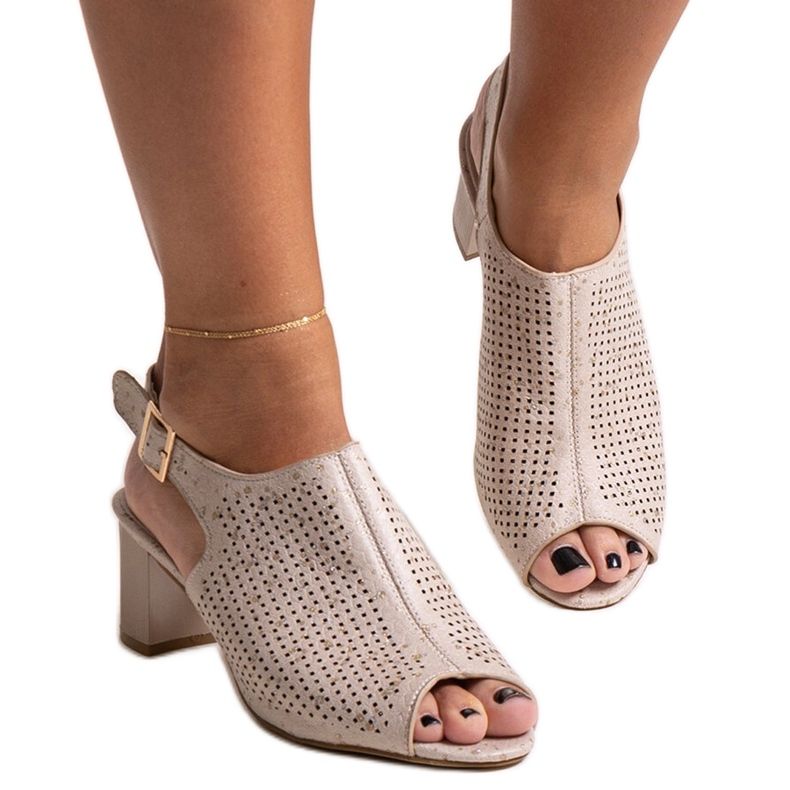 Mawiyan avoimet korkokengät sandaalit, joissa nahkainen pohjallinen beige