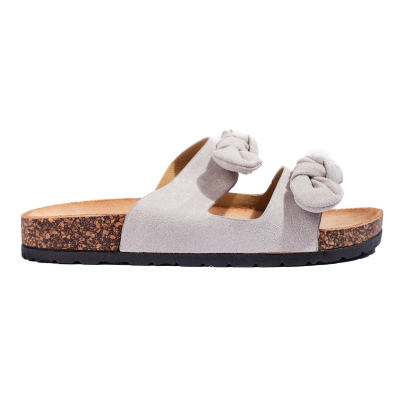 Naisten harmaat mokkanahkaiset tossut korkilla