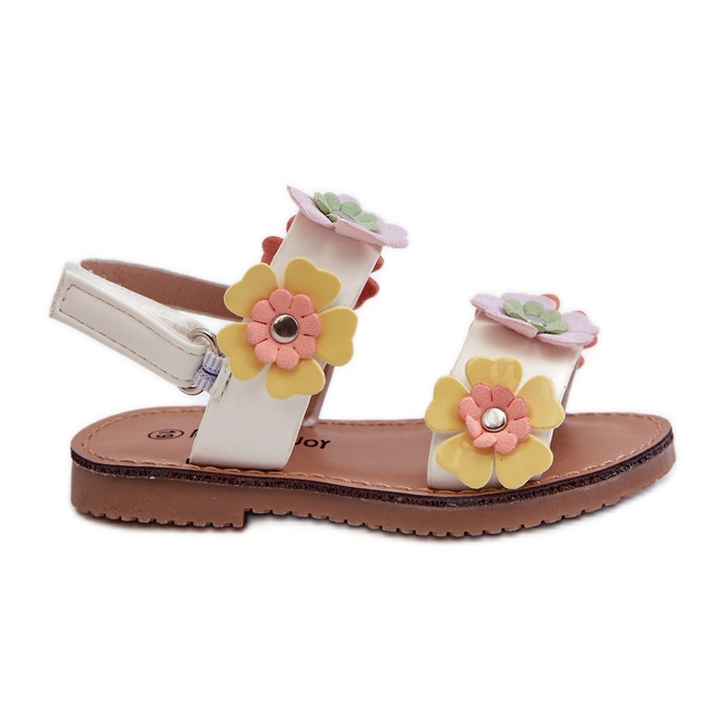 Lasten sandaalit koristeltu kukka monivärinen Tinette valkoinen