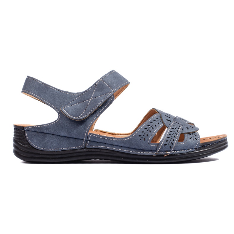 Vaaleansiniset naisten sandaalit matalalla kiilalla sininen