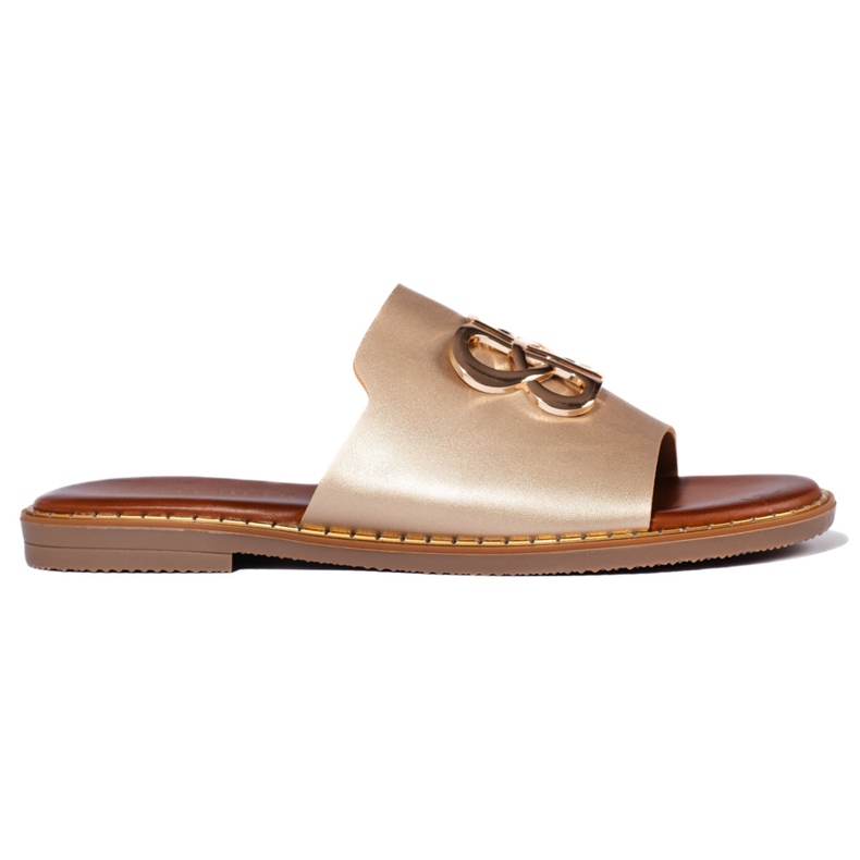 Naisten kullanväriset varvastossut koristeella kultainen