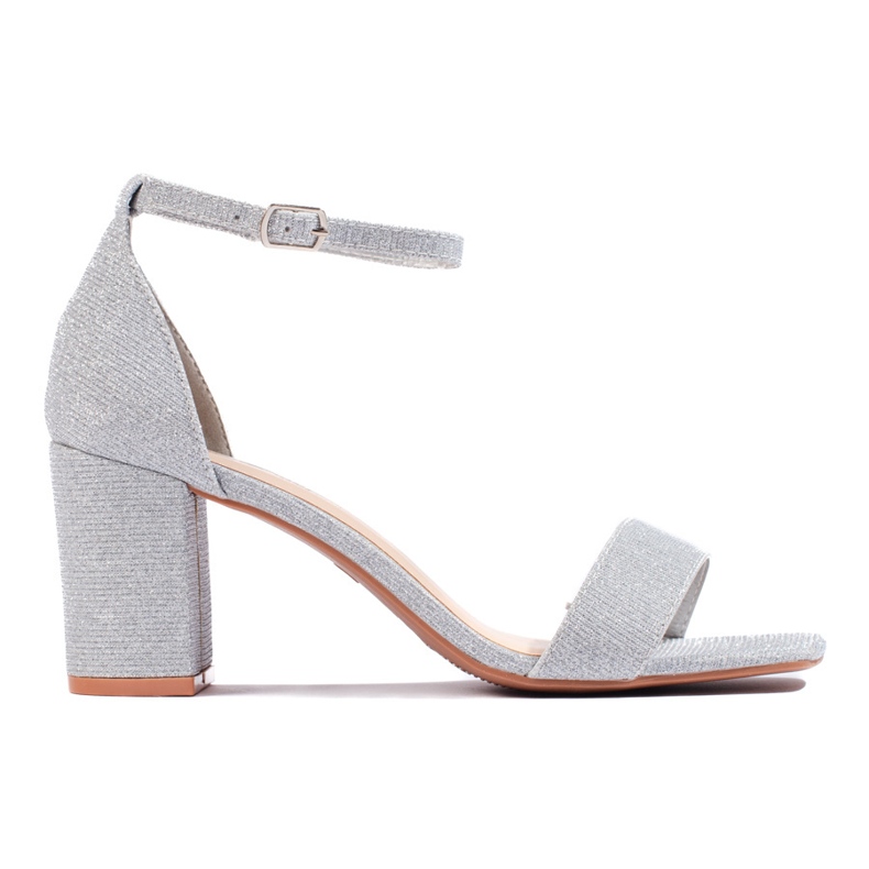 Hopeiset brokadihopeat naisten korkeakorkoiset sandaalit