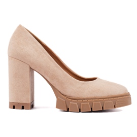 Naisten beige-mokkanahkakorkokengät