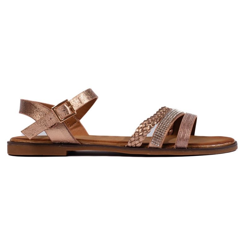 Naisten kullanväriset litteät sandaalit kultainen