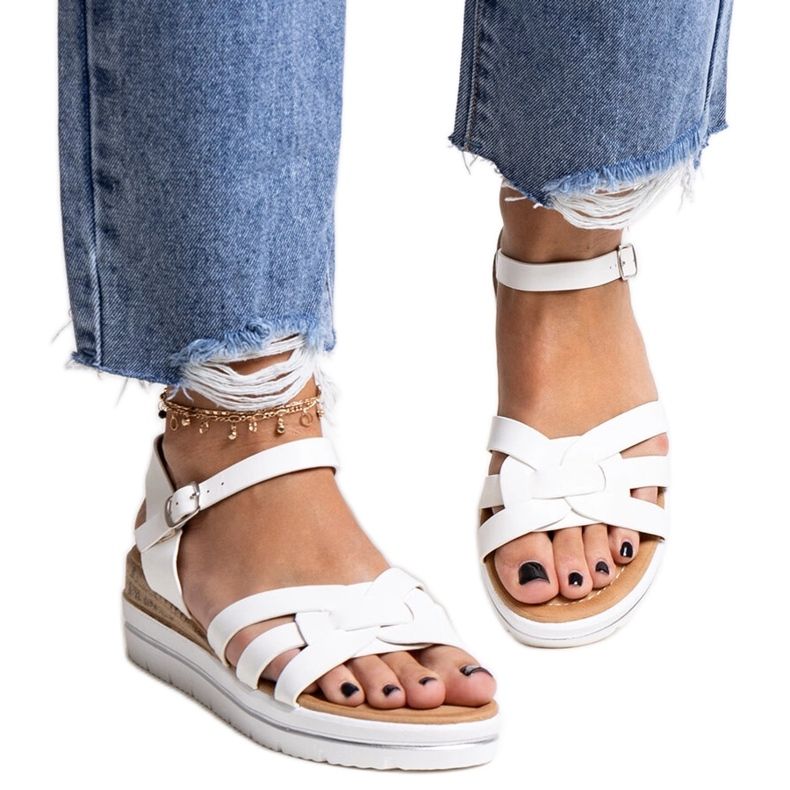 Valkoiset Hikma matalakiila-sandaalit valkoinen