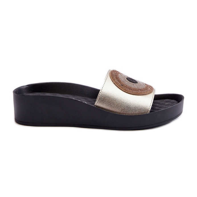 Naisten nahkaiset varvastossut koristeella S.Barski KV27-019 kultaa kultainen