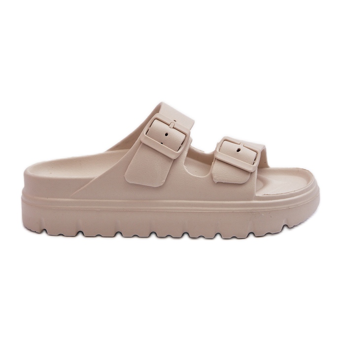 EVento Naisten beige Melorea Foam varvastossut alustalla