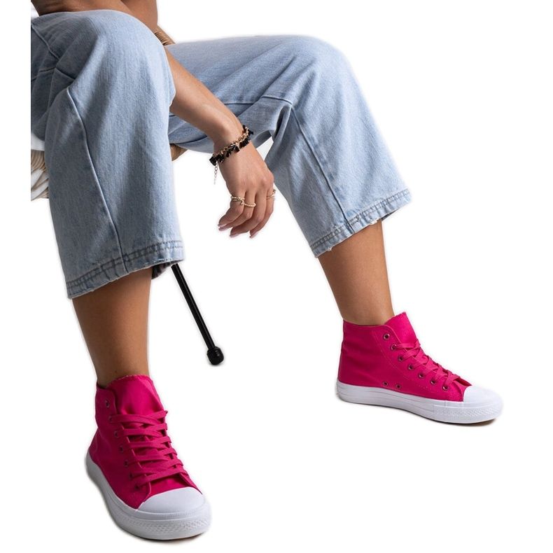 Bez marki Tummanpunaiset Ghanem-korkeat lenkkarit vaaleanpunainen