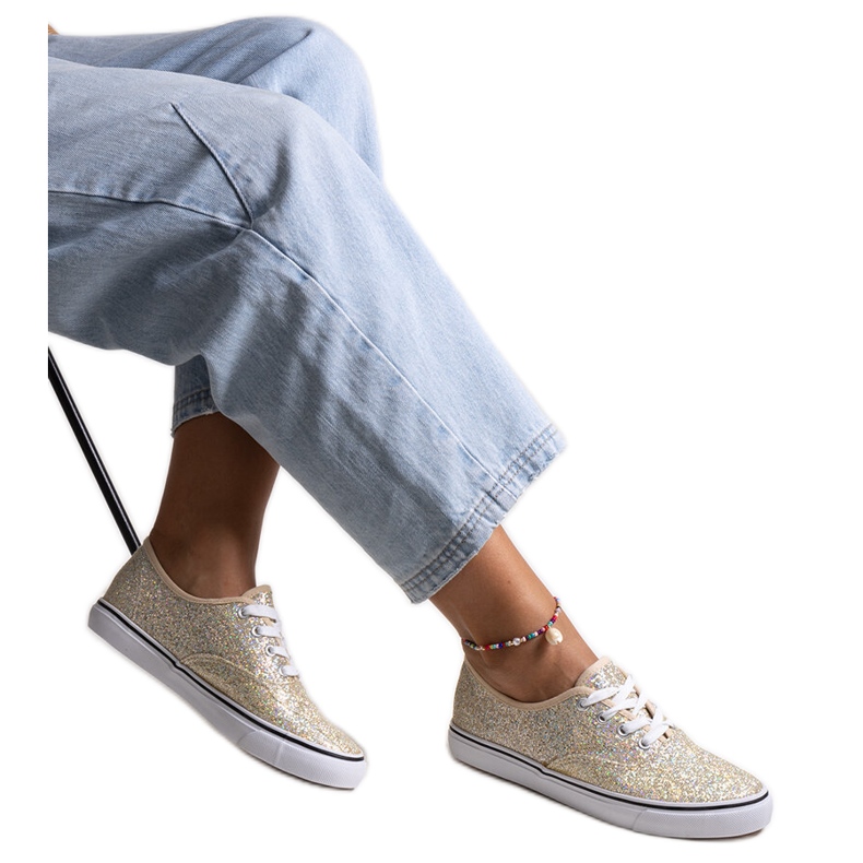 Merri kullanväriset kiiltävät lenkkarit kultainen