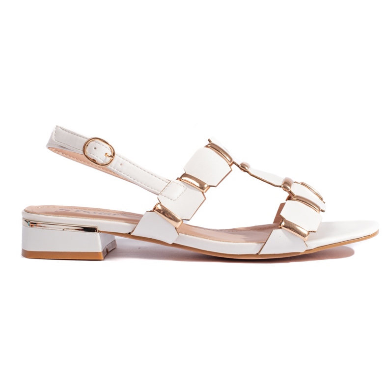 Tyylikkäät valkoiset litteät sandaalit valkoinen