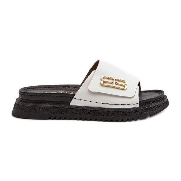 Zazoo 50101 naisten nahkaiset varvastossut alustalla, valkoinen