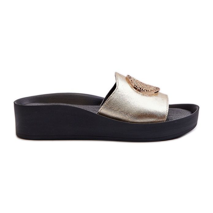 Zazoo 2920 naisten nahkaiset varvastossut kultaisilla yksityiskohdilla kultainen