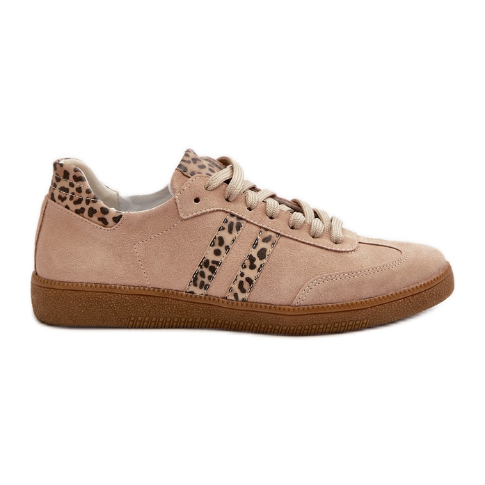 Zazoo N1068 Naisten mokkanahkaiset matalat tennarit, beige