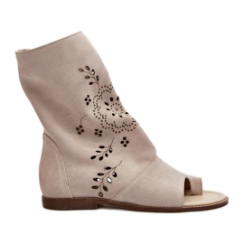 Zazoo 3437 Naisten mokkanahkasandaalit vetoketjulla, ylempi vaalea beige