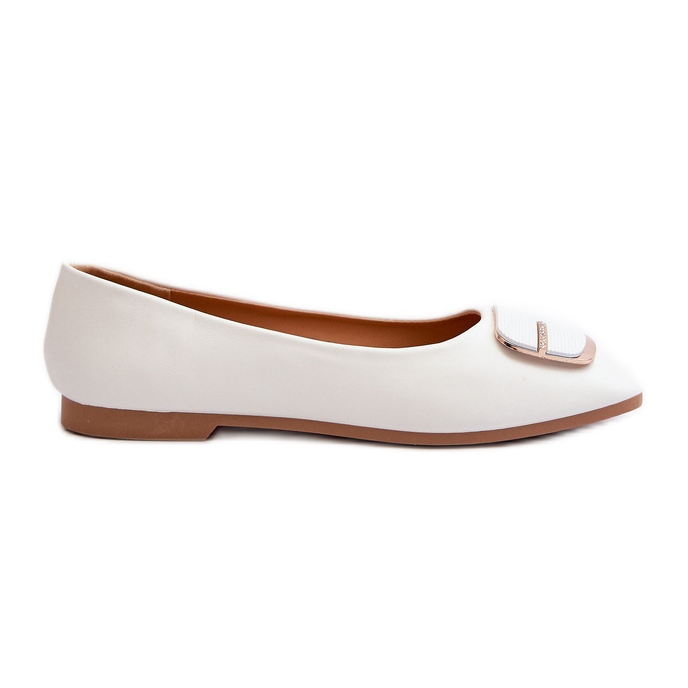 Naisten Eco-nahkaballerinat koristeella, valkoinen Edoslli