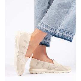 Naisten beige tekstiilisslip-on