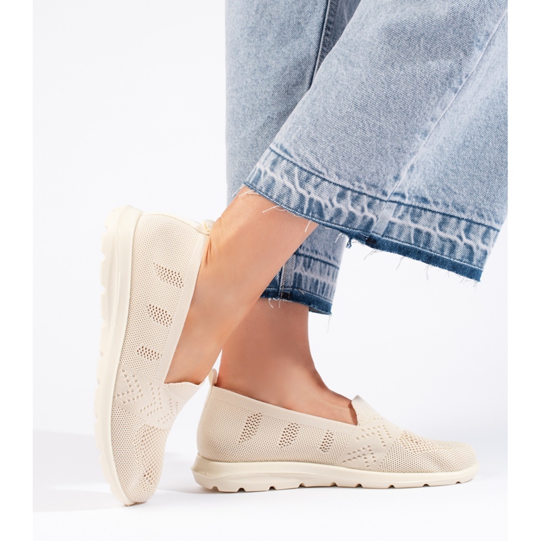 Naisten beige tekstiilisslip-on