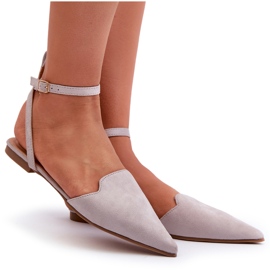Nauhalliset Eco Suede Ballet Flats teräväkäpäisillä, harmaa Ellesara